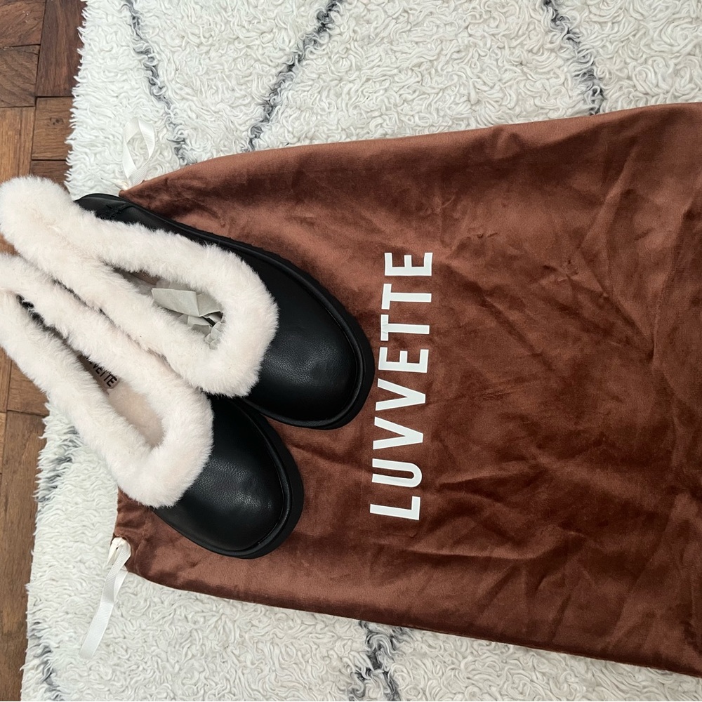 Luvvette Black and Cream Slippers